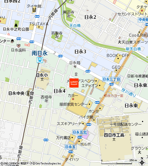 イオン日永店付近の地図